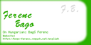ferenc bago business card